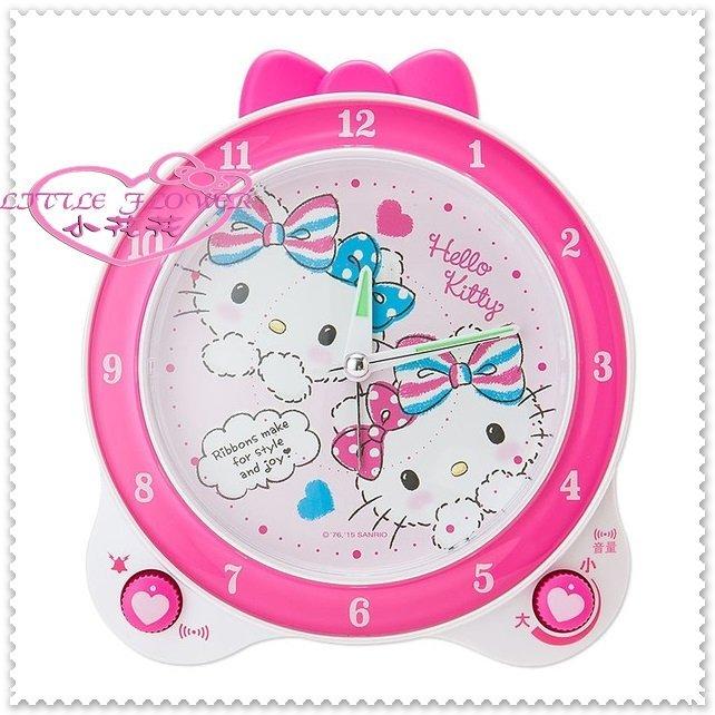 小花花日本精品♥ Hello Kitty 鬧鈴 造型鬧鐘 時間 時鐘 裝飾鬧鐘 雙子條紋雙緞帶56985603