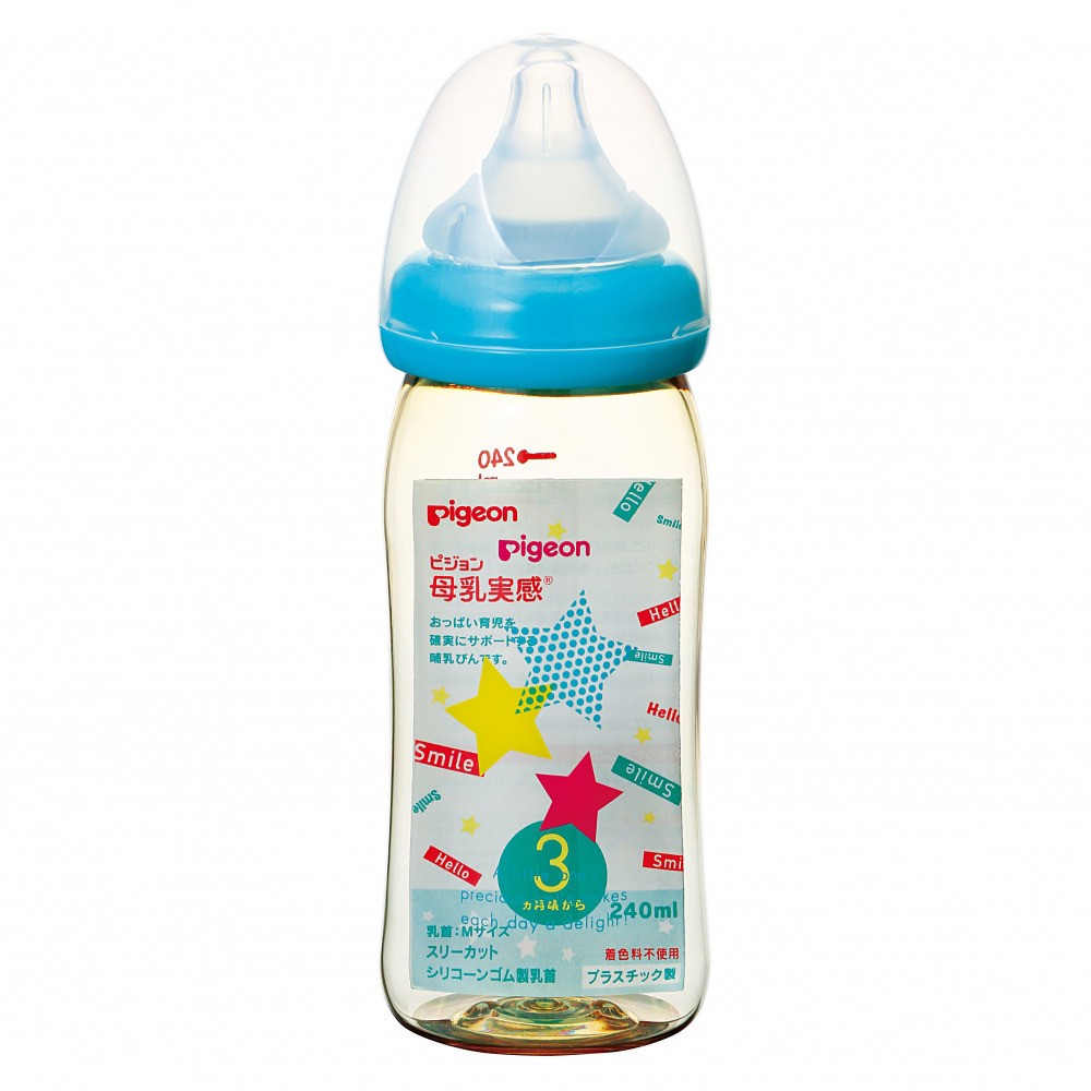 💜噗啾日本好物💜現貨 日本 貝親 寬口 母乳實感 PPSU奶瓶 藍天星星款240ml