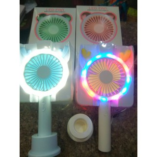 LED FAN便攜七彩和白燈光充電臺燈風扇 直立 手握 電風扇 七彩+白燈+風扇..USB充電三合一