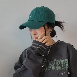 【關注領劵】TUshu/墨綠色~韓版時髦搭配款軟頂鴨舌帽子女街頭拍照百搭棒球帽棒球帽 老帽 鴨舌帽 遮陽帽 帽子 軟