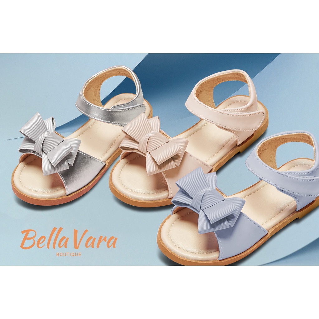 BellaVara 夢幻女孩公主蝴蝶涼鞋 /兒童涼鞋/銀色/奶茶色/灰藍色