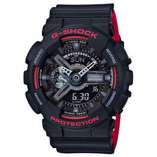 【CASIO】G-SHOCK 絕對強悍黑與紅系列科技雙顯錶(GA-110HR-1A)正版宏崑公司貨