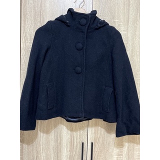 日本品牌羊毛材質短版外套 連帽斗篷短版大衣