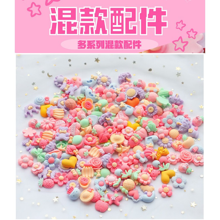 新款仿真樹脂水果透明手機diy飾品配件史萊姆材料髮飾配件髮夾髮圈製作仿真奶油膠套裝DIY膠水手機殼材料包卡通動物樹脂配件