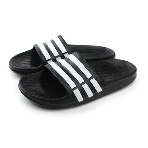adidas 拖鞋 DURAMO SLIDE 愛迪達 運動拖鞋 防水拖鞋 輕量拖鞋 女款 黑色 白條紋 G06799