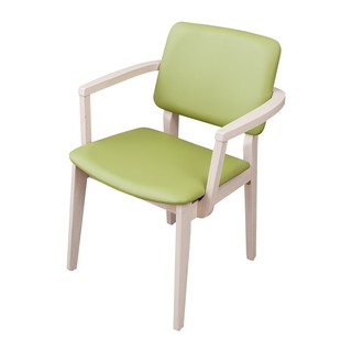 Boden-馬登綠色皮革扶手實木餐椅/單椅
