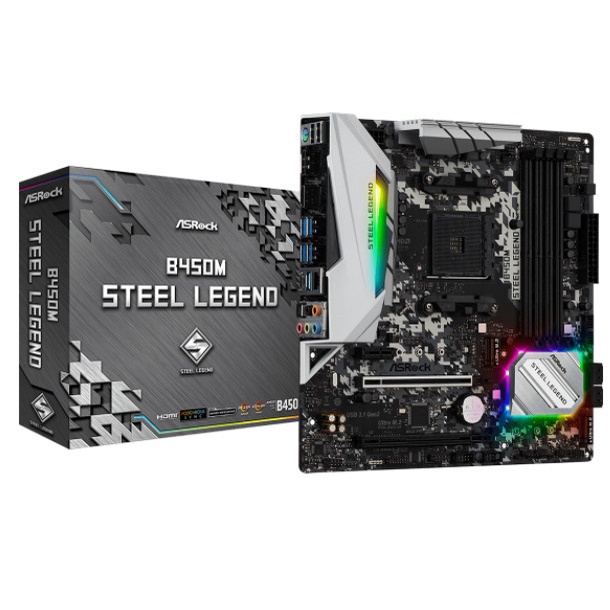 主板 Asrock B450M Steel Legend (AMD B450 芯片組/ Socket AM4/ VGA