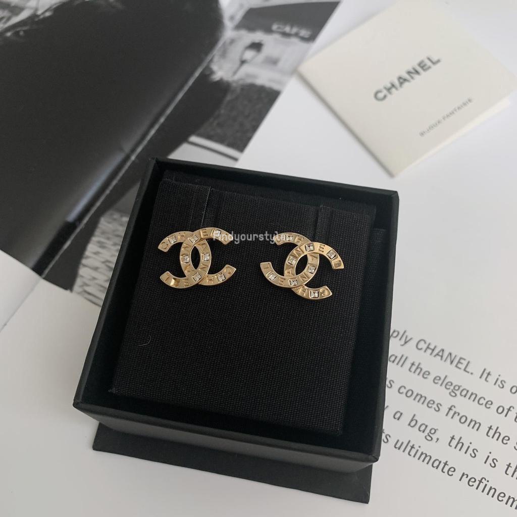 Findyourstyle 正品代購 Chanel 字母帶鑽金色雙C耳環