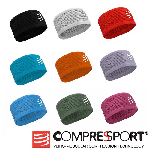 瑞士 Compressport 寬版 止汗呼吸頭帶2.0 新款 閃光系列 閃光黑