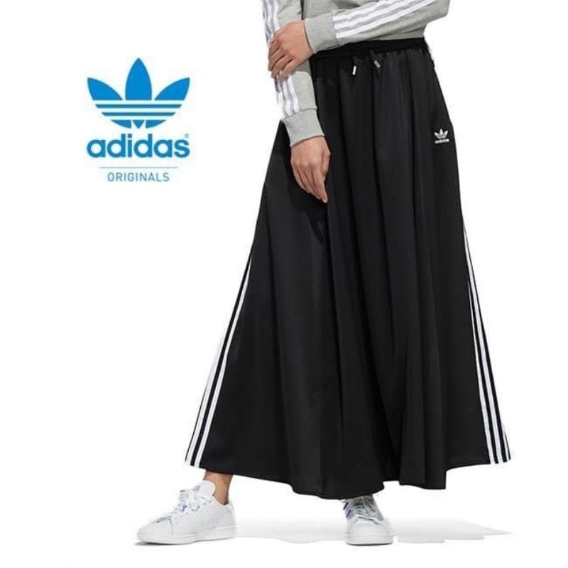 adidas 三葉 A字黑長裙