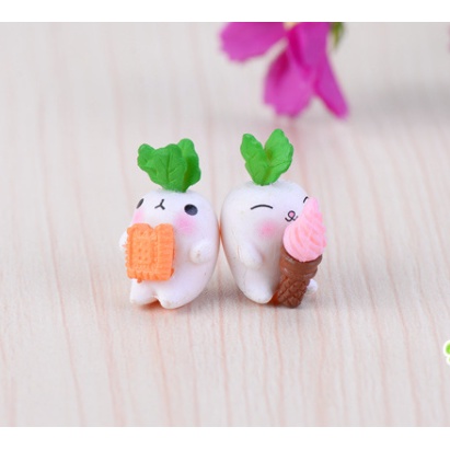 Tt15 - 一對迷你白蘿蔔裝飾微型石蓮花仙人掌桌面