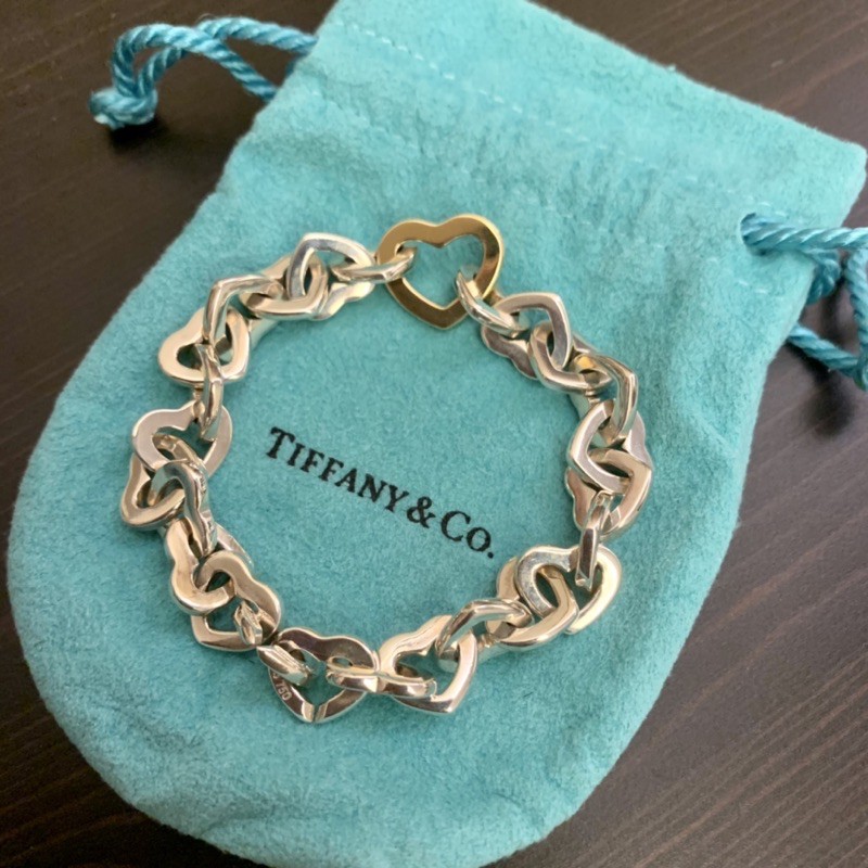 💙Tiffany &amp; Co. 蒂芙尼💙 ▫️心型手鍊▫️18K金x925純銀▫️經典小藍盒