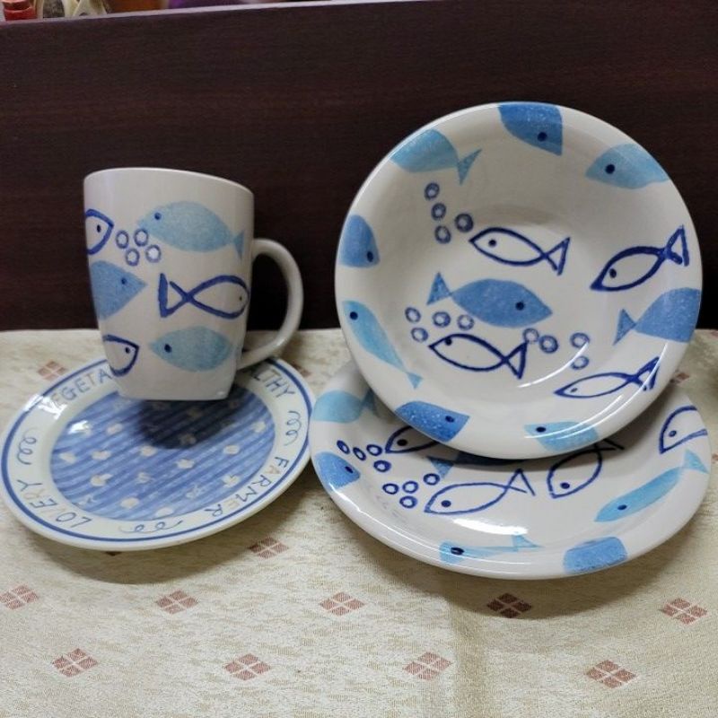 茶杯 茶盤 湯碗 湯盤 四件組 二手品