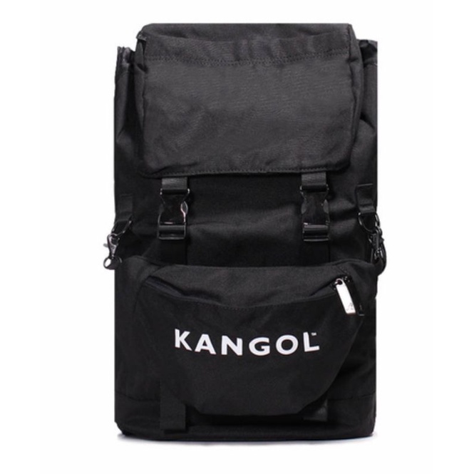 KANGOL 黑色 大容量 子母後背包 後背包附可拆式腰包6125174120