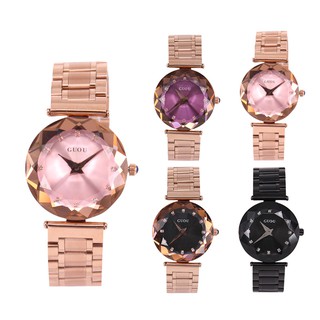 韓國GUOU繁華綺麗鑽石花玻璃切面鍊帶手錶WGU8209璀璨之星