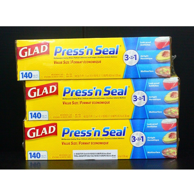 Glad Press n Seal 強力保鮮膜140入三個(2全新+1個只用幾張)