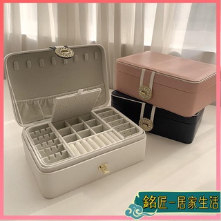 首飾收納盒 收納箱 絨布盒飾品盒 戒指項鍊耳環耳夾收納 大容量多層首飾盒歐式高檔奢華耳環耳釘項鏈戒指飾品展示收納盒