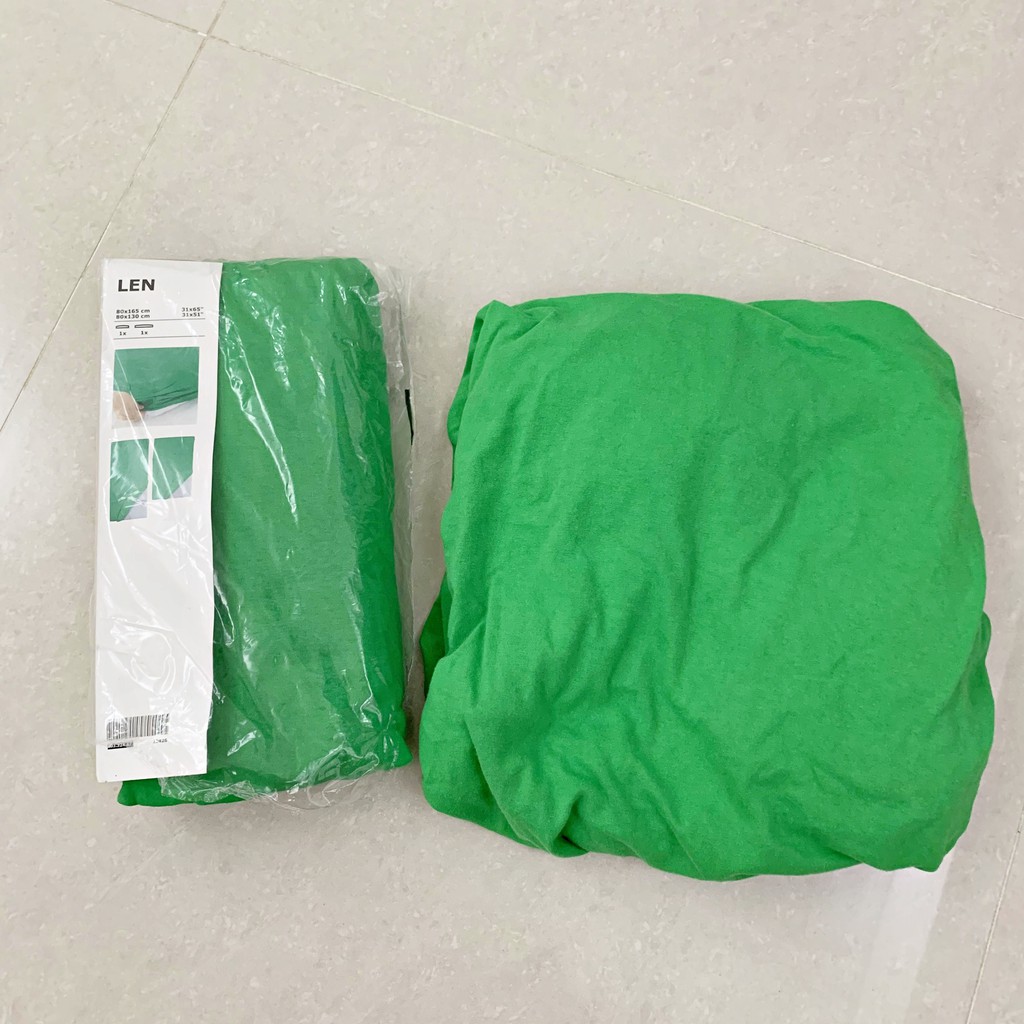 IKEA 兒童織品 LEN 床包 綠色 2件裝 (一件二手 一件全新)