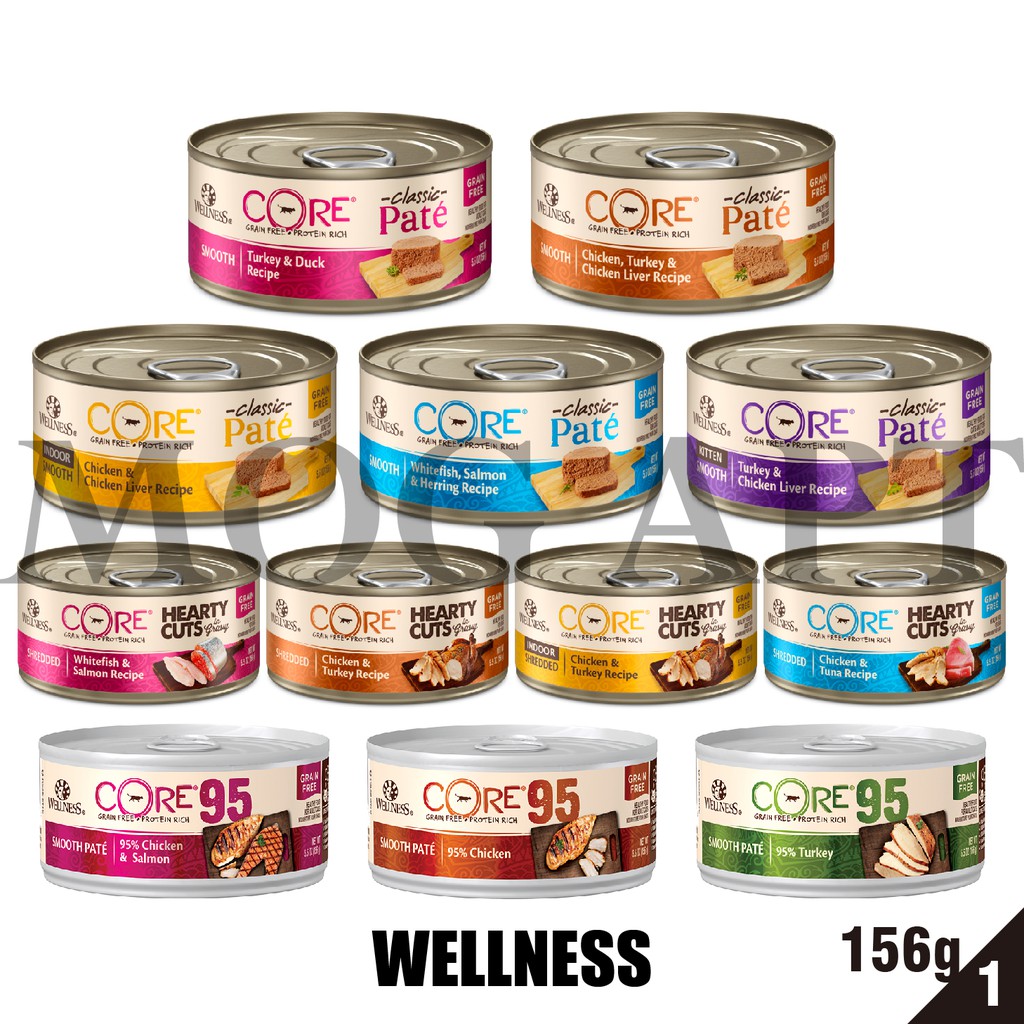 【MOG&amp;DOG】WELLNESS CORE 經典肉醬/無榖厚切/無榖95%主食罐 1罐156g