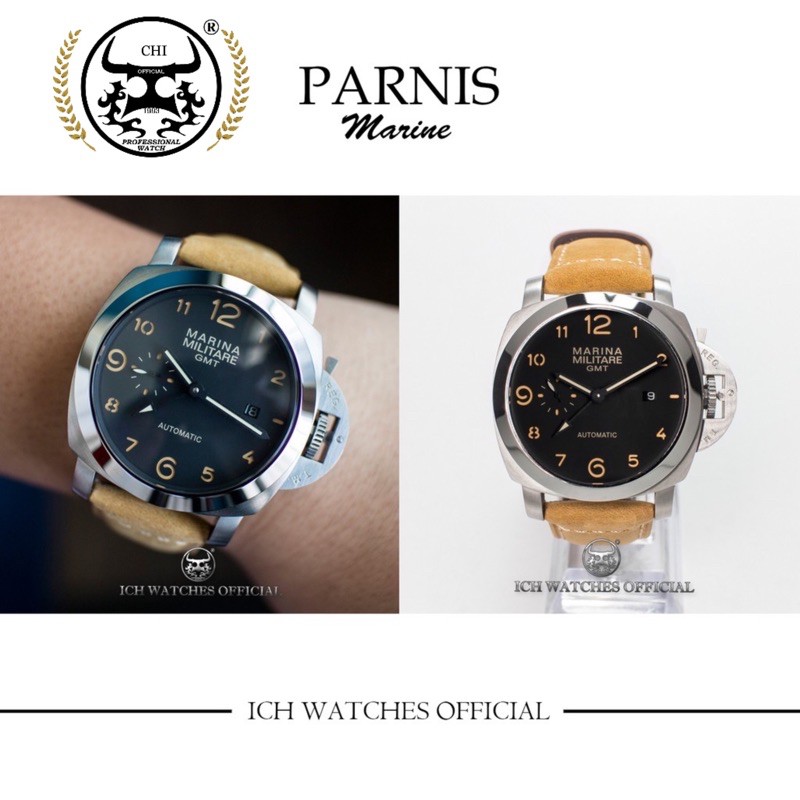 原裝進口瑞士Parnis MM441自動機械錶第二時區義大利海軍錶-潛水錶運動錶石英錶手錶男錶女錶小沛pam1312