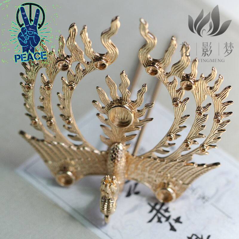 黃銅鑄銅正鳳鳳凰 帶發釵 花影夢發簪發飾頭飾diy配件 蝦皮購物