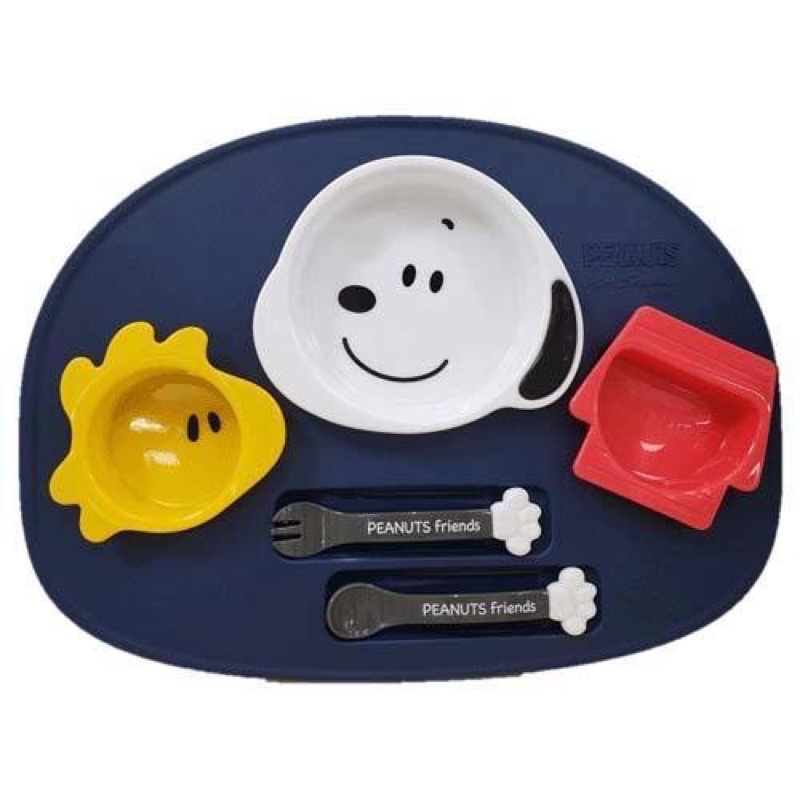 日本製 Snoopy 史努比 兒童餐具組 湯匙 叉子 餐盤 學習餐具六件組 彌月禮 滿月禮