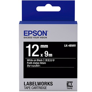 LK-4BWV EPSON 標籤帶 (黑底白字/12mm) C53S654415