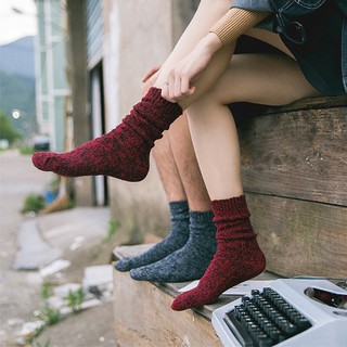 情侶中筒襪 民族風森林系男女生可穿 學院風中長款堆堆襪 粗線襪流行素色 高CP值 熱銷款ecao品牌 K03