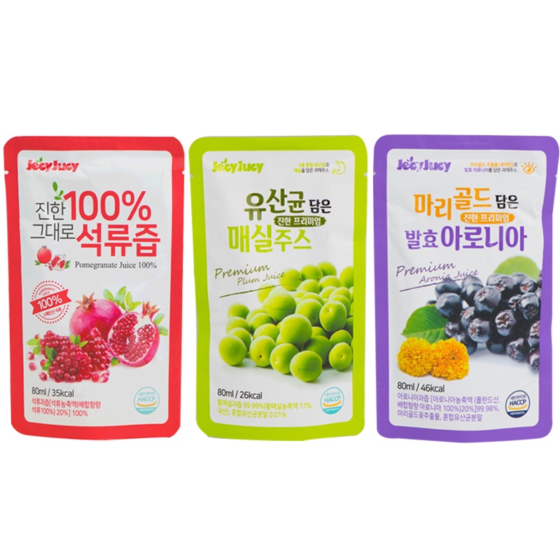 韓國JECY JUCY果汁-100%石榴汁 梅子汁 野櫻梅汁80g【零食圈】果汁 飲品 團購