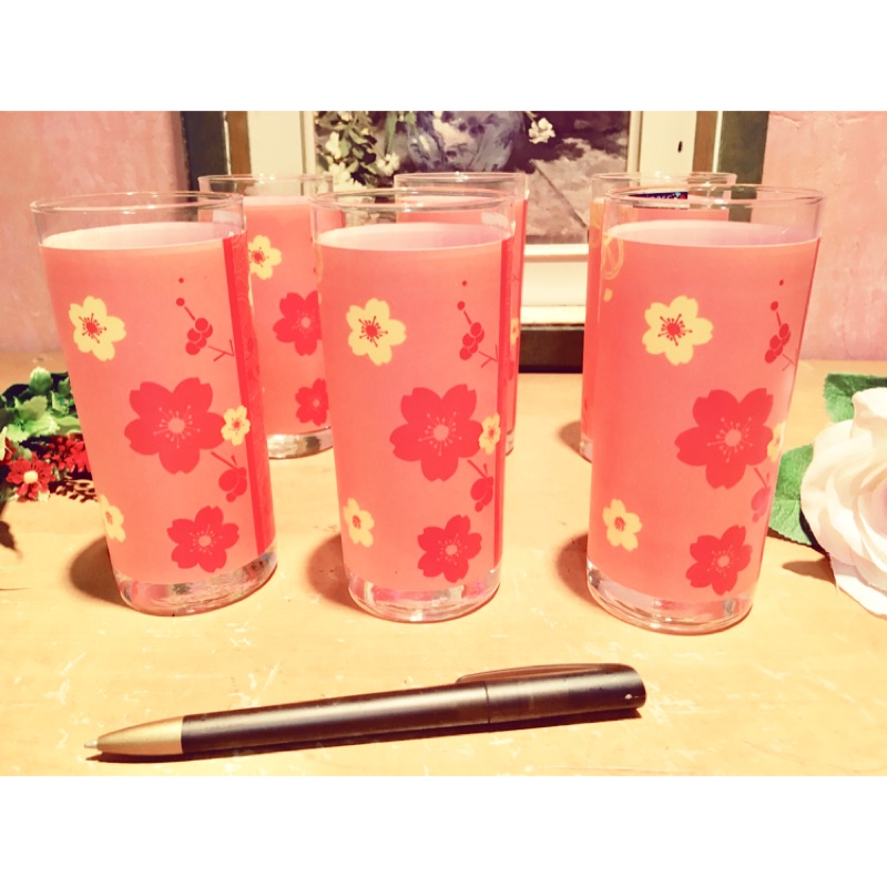 超美櫻花收藏杯4個#收藏#玻璃杯#梅花#杯#古董