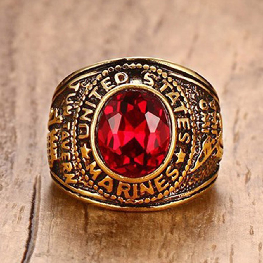 男士鈦鋼戒指美國海軍戒指鑲嵌鋯石 男士配飾戒指時尚首飾