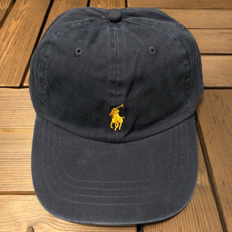 全新正品Polo Ralph Lauren Cap 復古老帽 藍黑色x黃馬