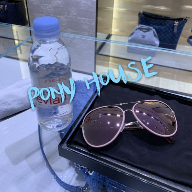 PONY HOUSE  精品代購  香奈兒Chanel 粉色皮邊雷朋太陽眼鏡