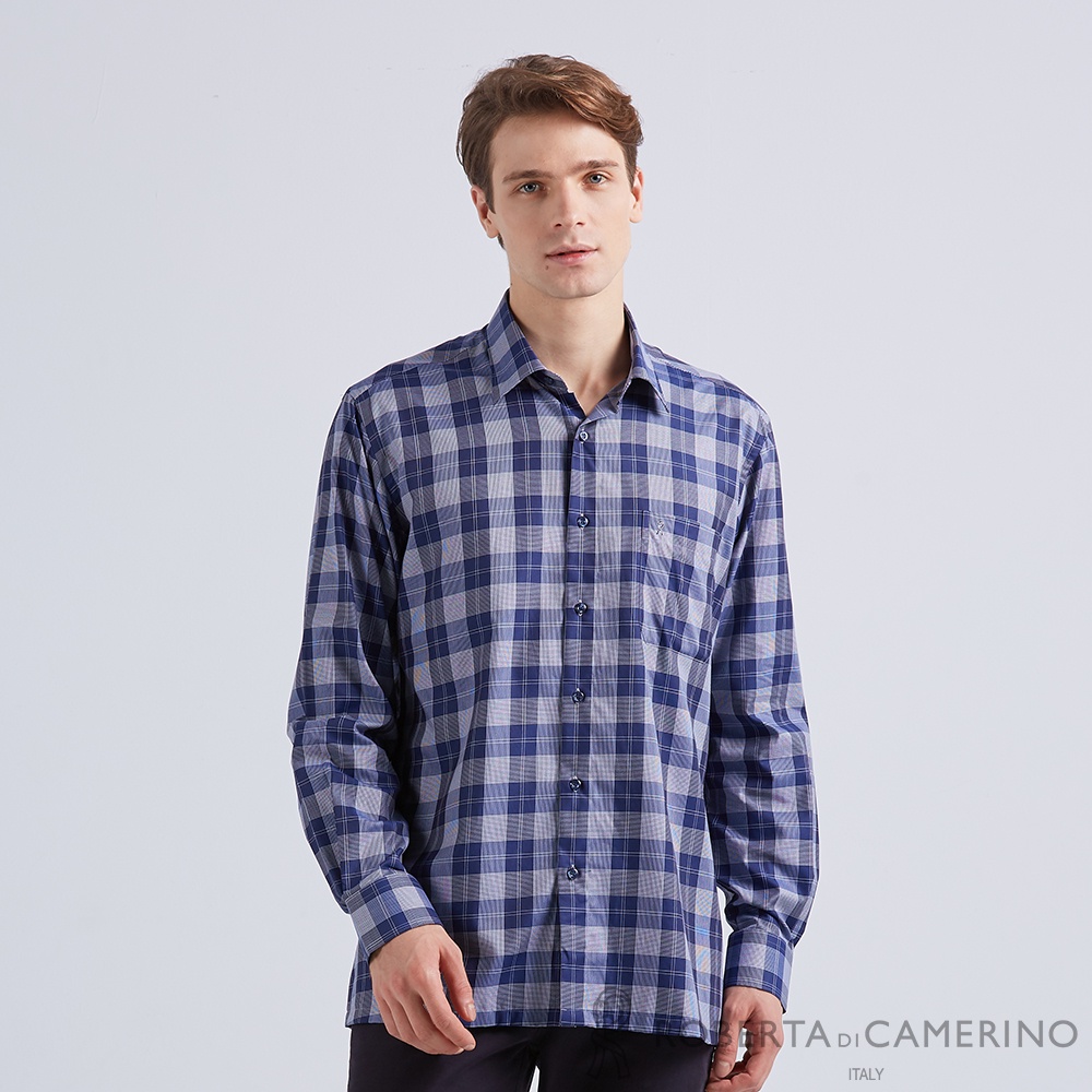 【ROBERTA諾貝達】 商務襯衫 進口素材 滑順細緻柔軟長袖襯衫 RFJ40-38 藍