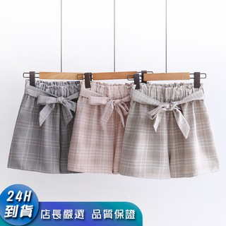 高腰鬆緊帶短褲 XL-3XL 現貨 大尺碼女裝 嚴選品質 韓版 修身 格子 棉麻