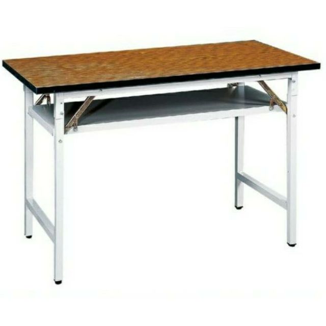 《亞毅辦公家具120*45直角木紋面折合會議桌 摺疊桌灰白色折合式會議桌