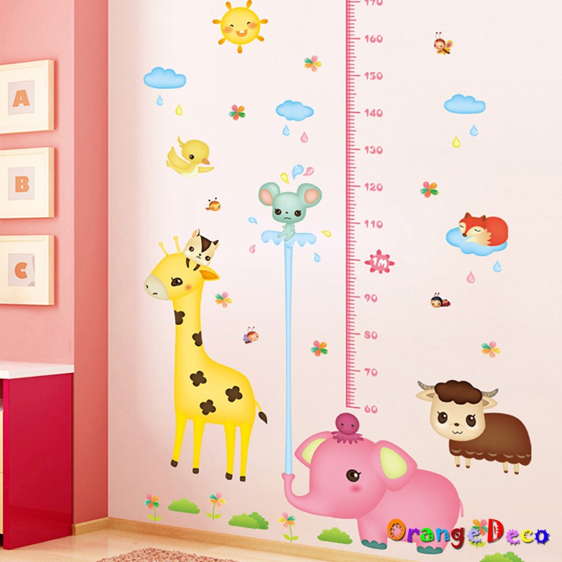 【橘果設計】大象身高尺 壁貼 牆貼 壁紙 DIY組合裝飾佈置
