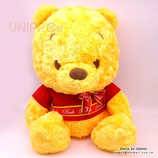 迪士尼 小熊維尼 Pooh 緞帶 學院風 42公分 絨毛玩偶 娃娃