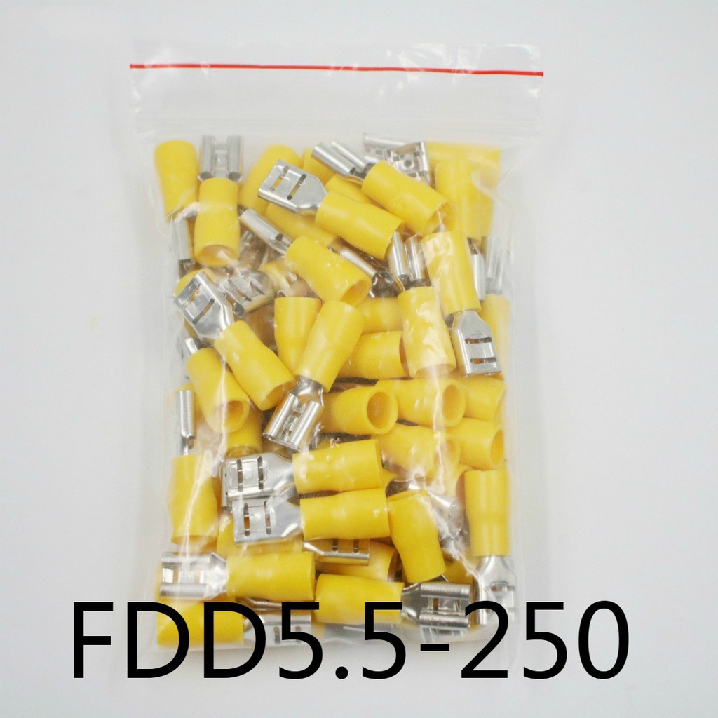 50 件/包 FDD5.5-250 FDD5-250 4-6mm2 (AWG12-10) 電線連接器電纜線連接器的母絕緣