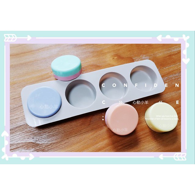 心動小羊^^.4孔正圓型矽膠皂模手工皂皂中皂渲染皂