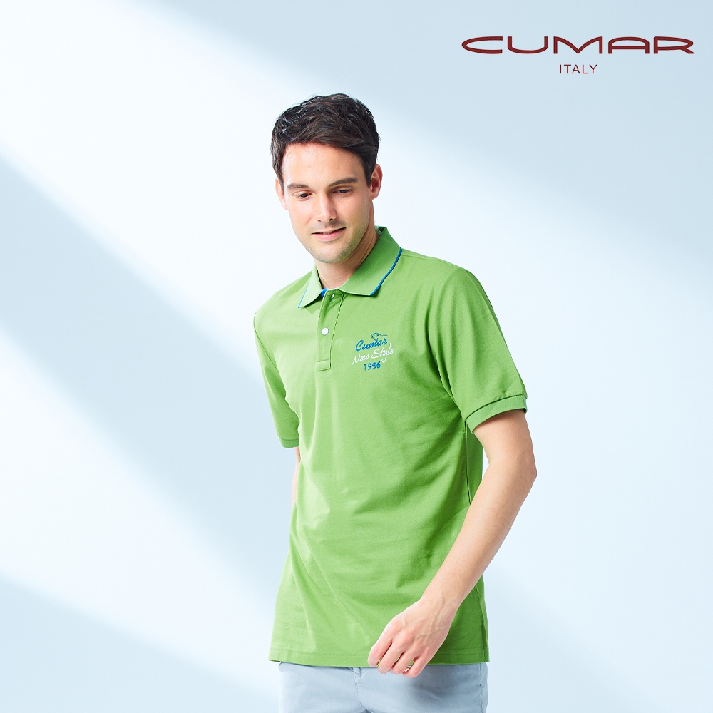 【CUMAR】男裝短袖吸濕排汗素面POLO衫 168249-35綠色