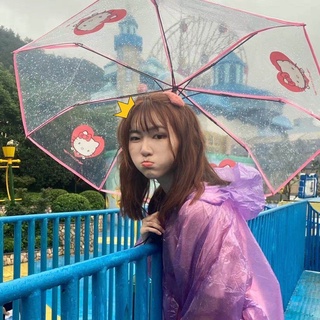 韓國ins透明kitty雨傘折疊自動雨傘 透明雨傘 折疊傘 防曬傘 雨傘 自開自收 輕便 自動傘 自動迷你雨傘情侶傘%優