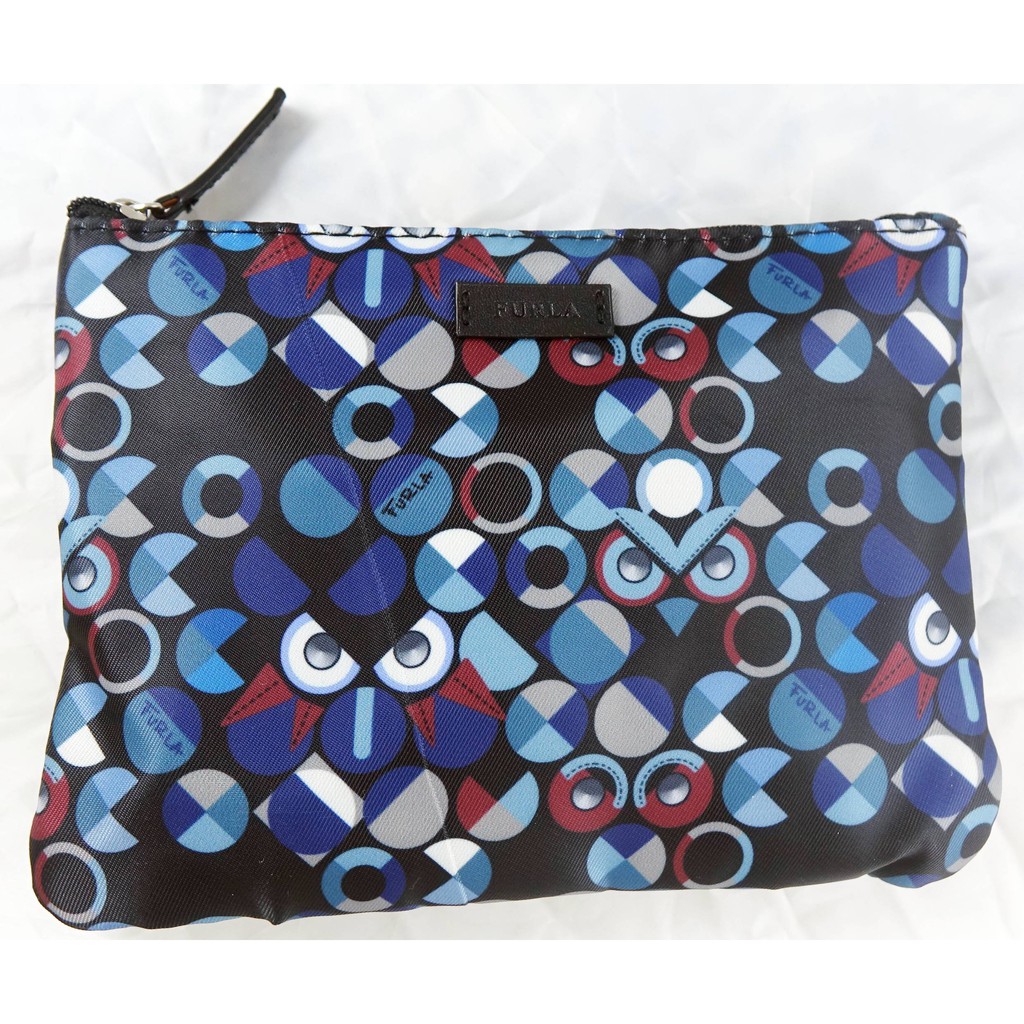 全新 Furla 長榮航空聯名貓頭鷹藍色色塊設計過夜包盥洗包隨手包手拿包化妝包，下單前先問存貨！