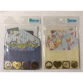 現貨 日本製 迪士尼 維尼熊 Winnie the Pooh 三眼怪 Toys 迷你 便籤 信封 信紙