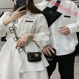 【COUPLE】情侶裝❗❗❗春季小眾設計感2022長袖白色襯衫連衣裙法式一裙一衣ins潮