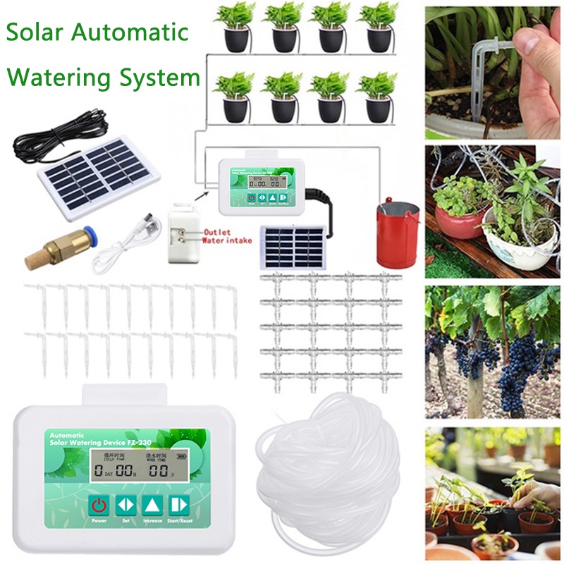 太陽能自動澆水系統軟管澆水定時器可編程水泵灌溉系統花園澆水系統套件