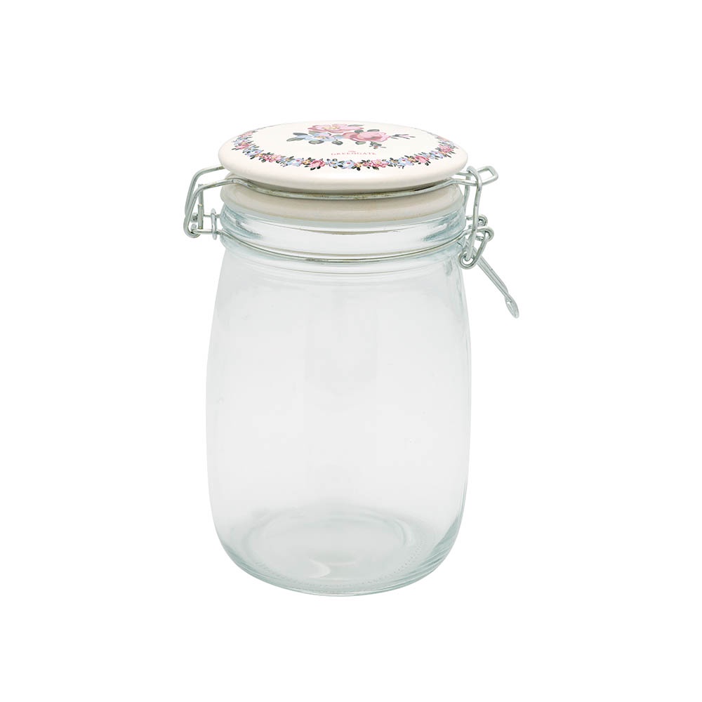 【丹麥GreenGate】Madison white 玻璃儲物罐1L《WUZ屋子-台北》密封罐 餅乾罐 糖果罐 分裝罐
