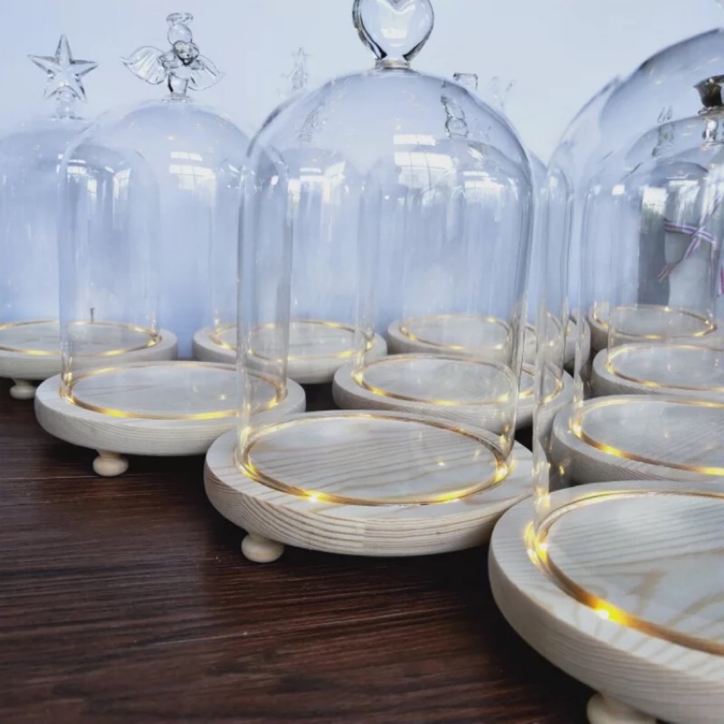 小號玻璃盅 玻璃球 夜燈玻璃球罩 帶燈防塵罩 Diy手作防塵罩 微景觀玻璃 永生花 乾燥花 不凋花防塵罩 透明防塵玻璃