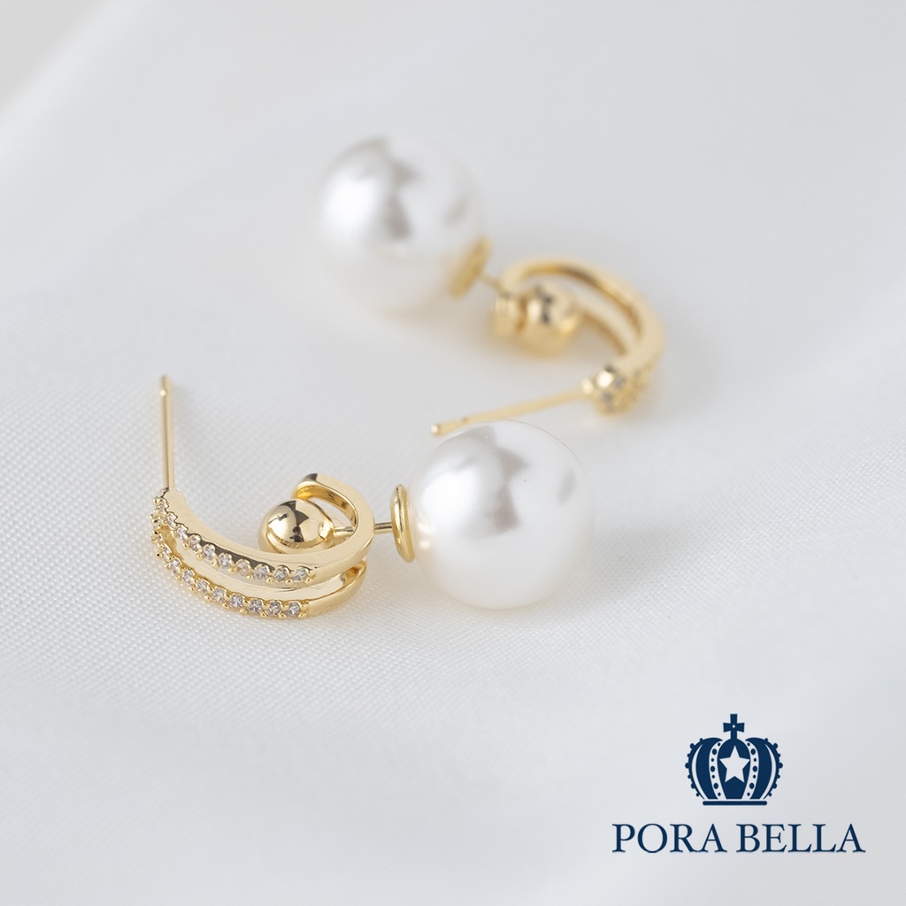 <Porabella>925銀針鋯石珍珠耳環  超值三種戴法  Earrings in 3 ways
