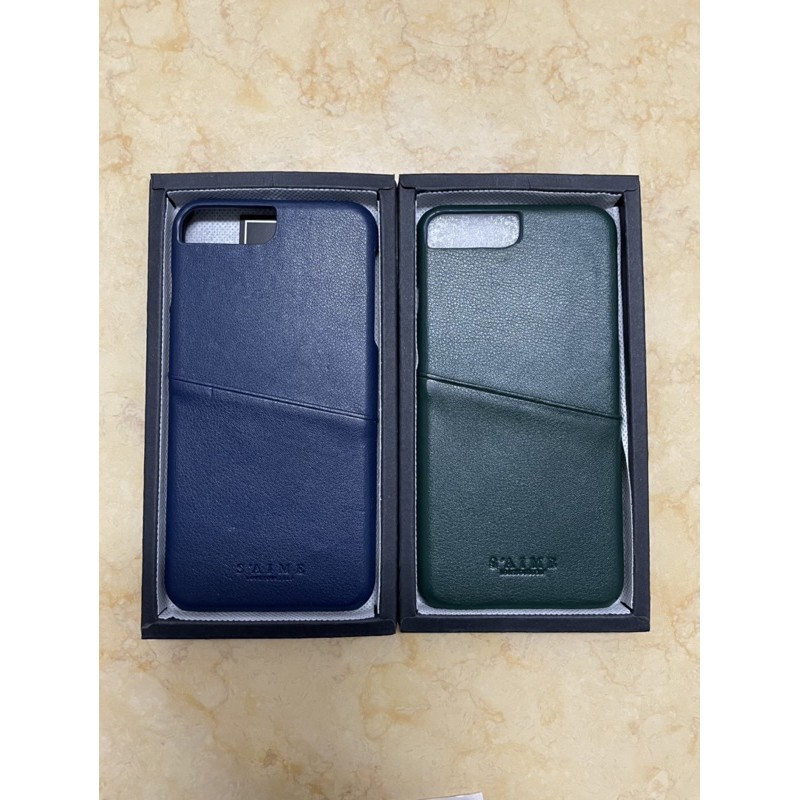 Saime 東京企劃Iphone7plus真皮 墨綠色 藏青藍 可插卡 可感應 手機殼